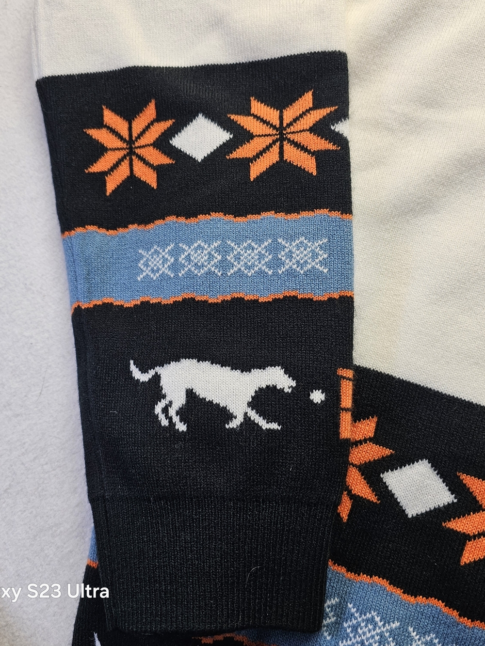 Men's Crewneck Sweater - Black/White/Orange - Picture 5 of 6